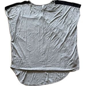 BCBG Generation Grey Jersey Tee Shirt Mesh Shoulders Women’s L